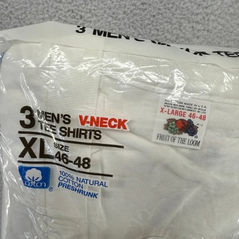 Vintage Fruit of the Loom 3 Pack Shirts Mens XL White All Cotton 80s Blank NEW